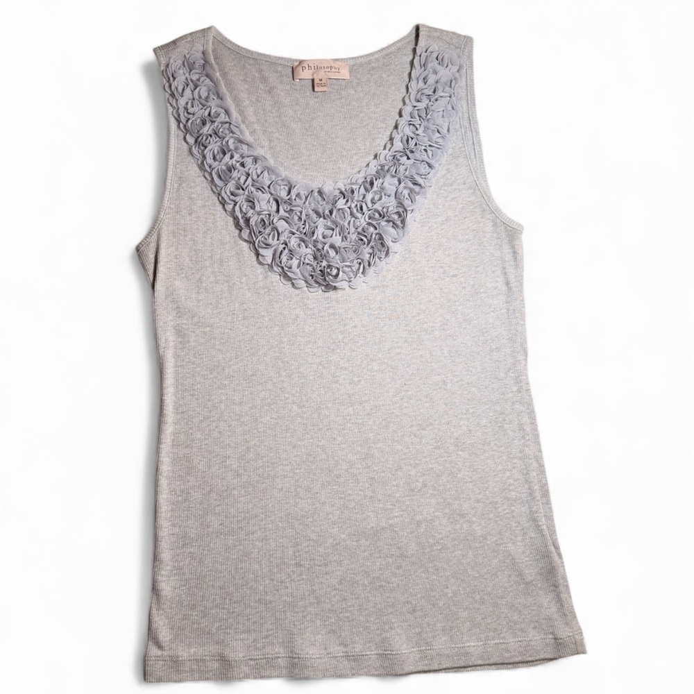 Philosophy Grey Rosette Tank Top